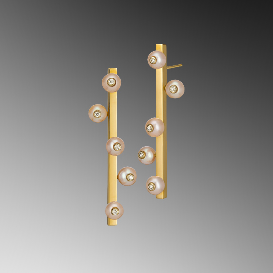 Simply Pearls Earrings 14 karat gold with diamonds (# 1343)
