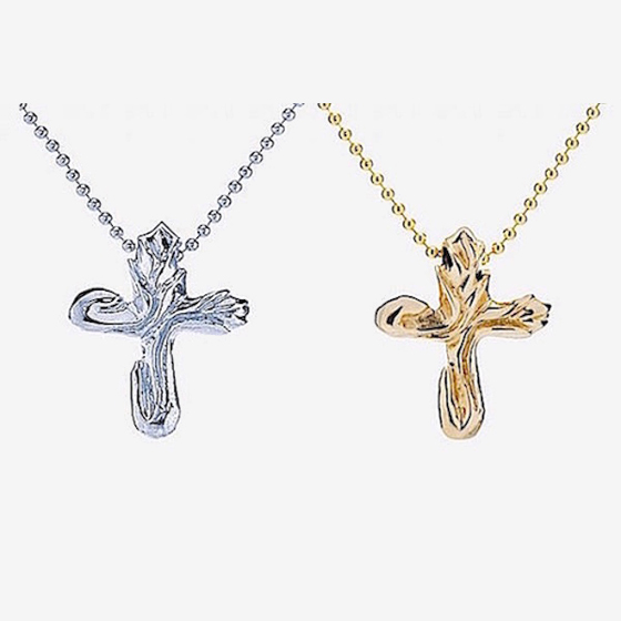 Lilly crosses on chains available in 14 karat gold and sterling silver