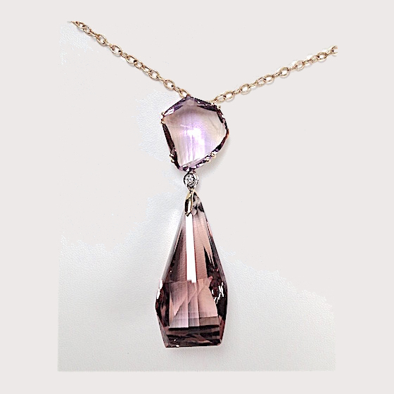 18 karat Ametrine and diamond pendant, chain sold separately