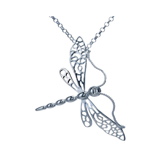 Sterling silver medium dragon fly pendent on sterling silver chain