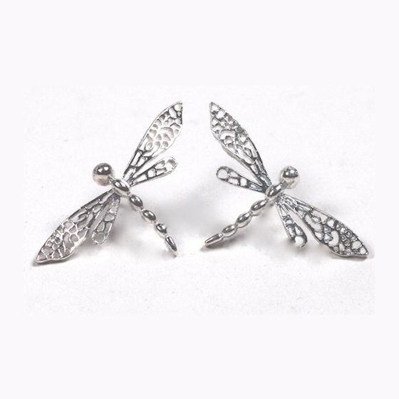 Sterling silver tiny dragon fly post earrings